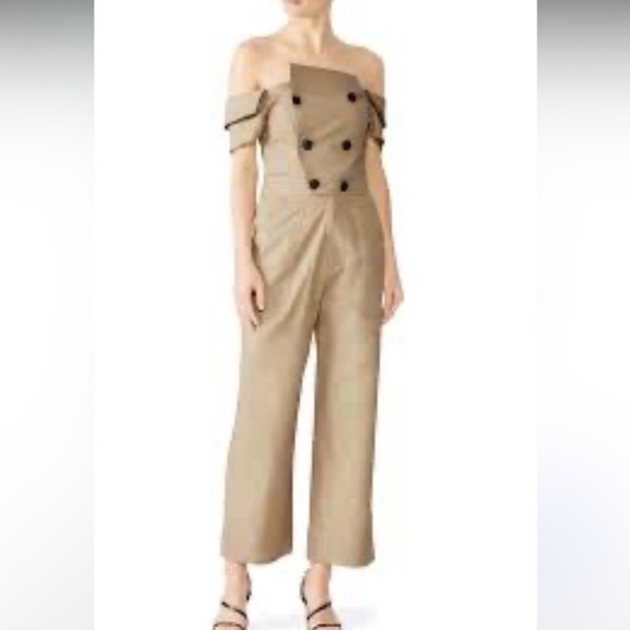 Marissa Webb Collective Rylan Canvas Brunch Jumpsuit in Sandshell size 2 - Picture 9 of 10